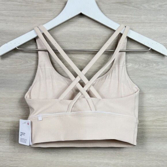 NWT Lululemon Energy Longline Bra Rib Chantilly SIZE 8 IVORY TAN CREAM NUDE 8 - Picture 2 of 6